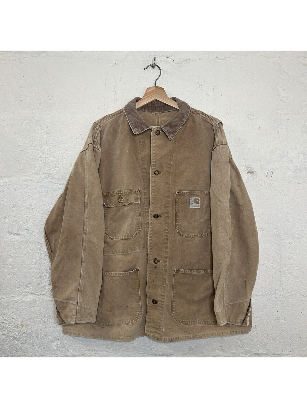 Vintage 1960s Carhartt Unlined Chore Coat “Tan” Big C Logo